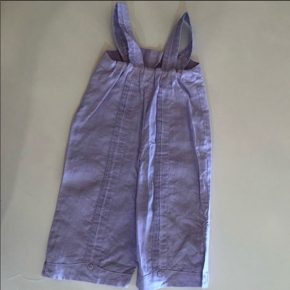 Girls Guayabera Style Lavender Jumpsuit 100% Linen Size 0T = 6-12 Months - Picture 5 of 7